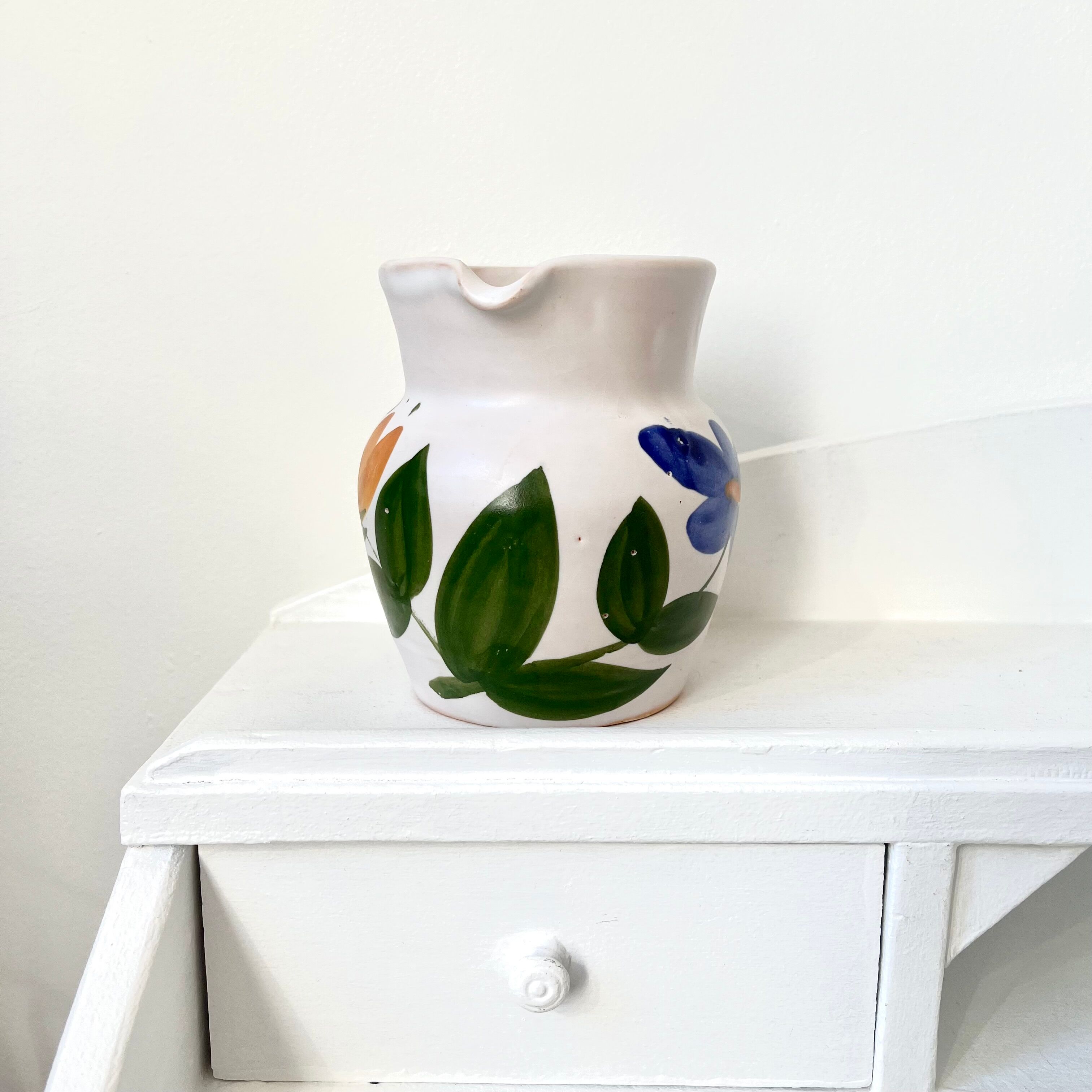 Milk jug vintage flowers