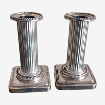 Pair of candlesticks in silver bronze