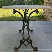 Art Nouveau cast iron and marble bistro table.