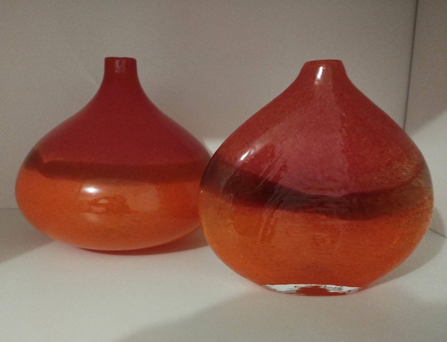Pair or 2 glass paste vases from the 80s vintage.