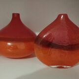 Pair or 2 glass paste vases from the 80s vintage.