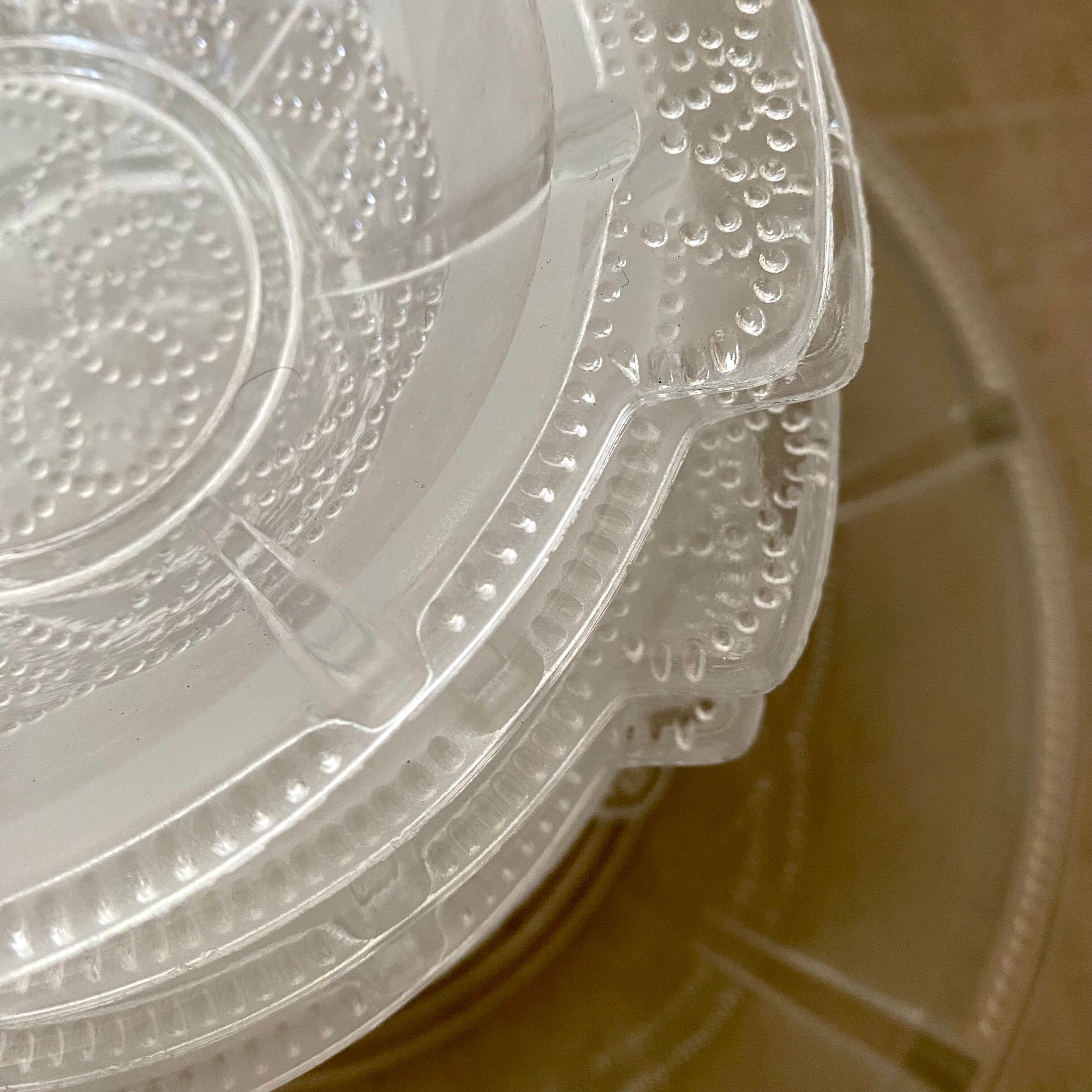 Vintage fruit salad set in glass, bowls and salad bowl