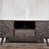 Tv stand in a row vintage compass feet 1980