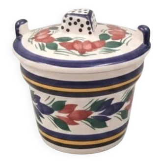 Water butter dish in faience - HB Quimper floral decoration