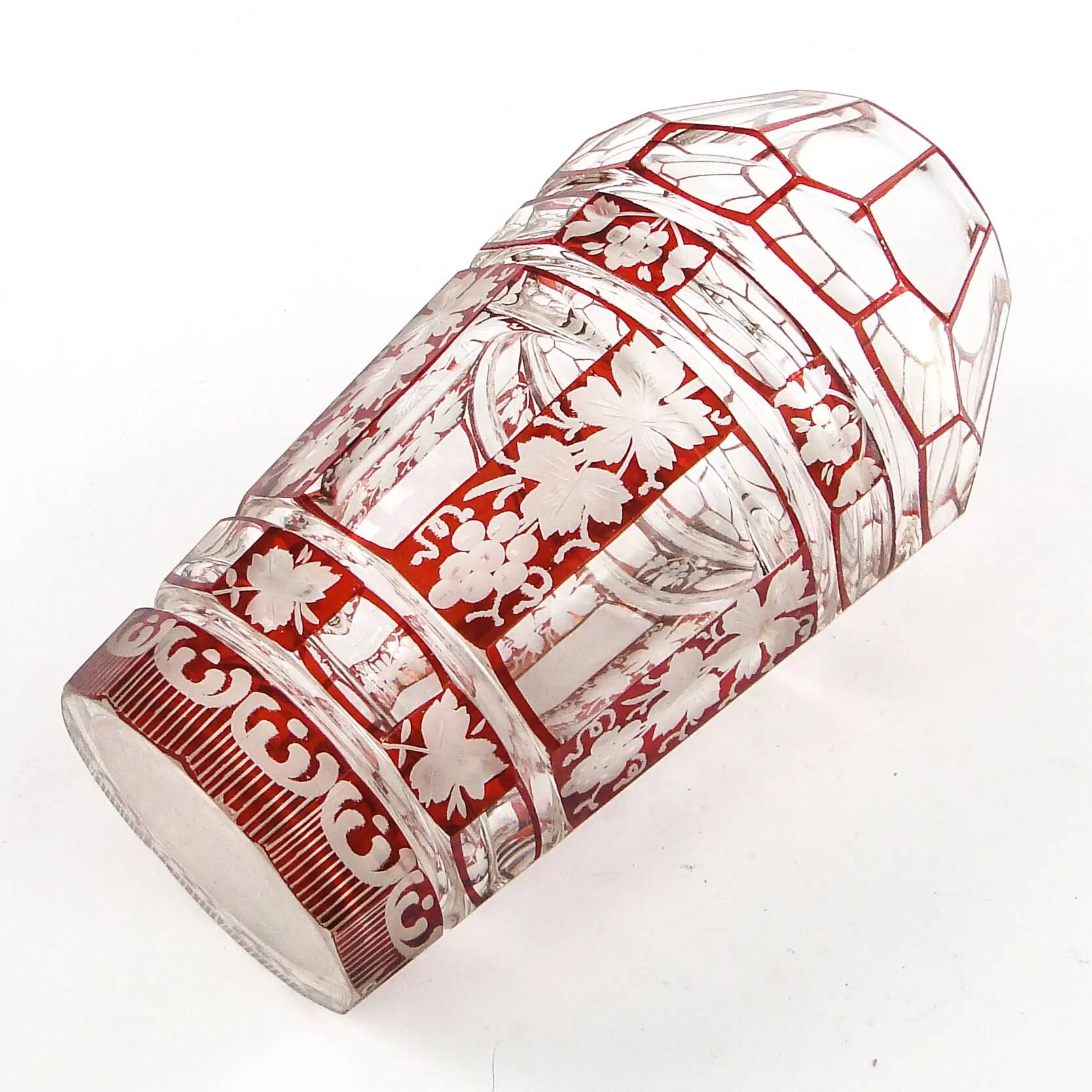 Biedermeier vase, double-layer crystal, Bohemia, Czech Republic, 19th century