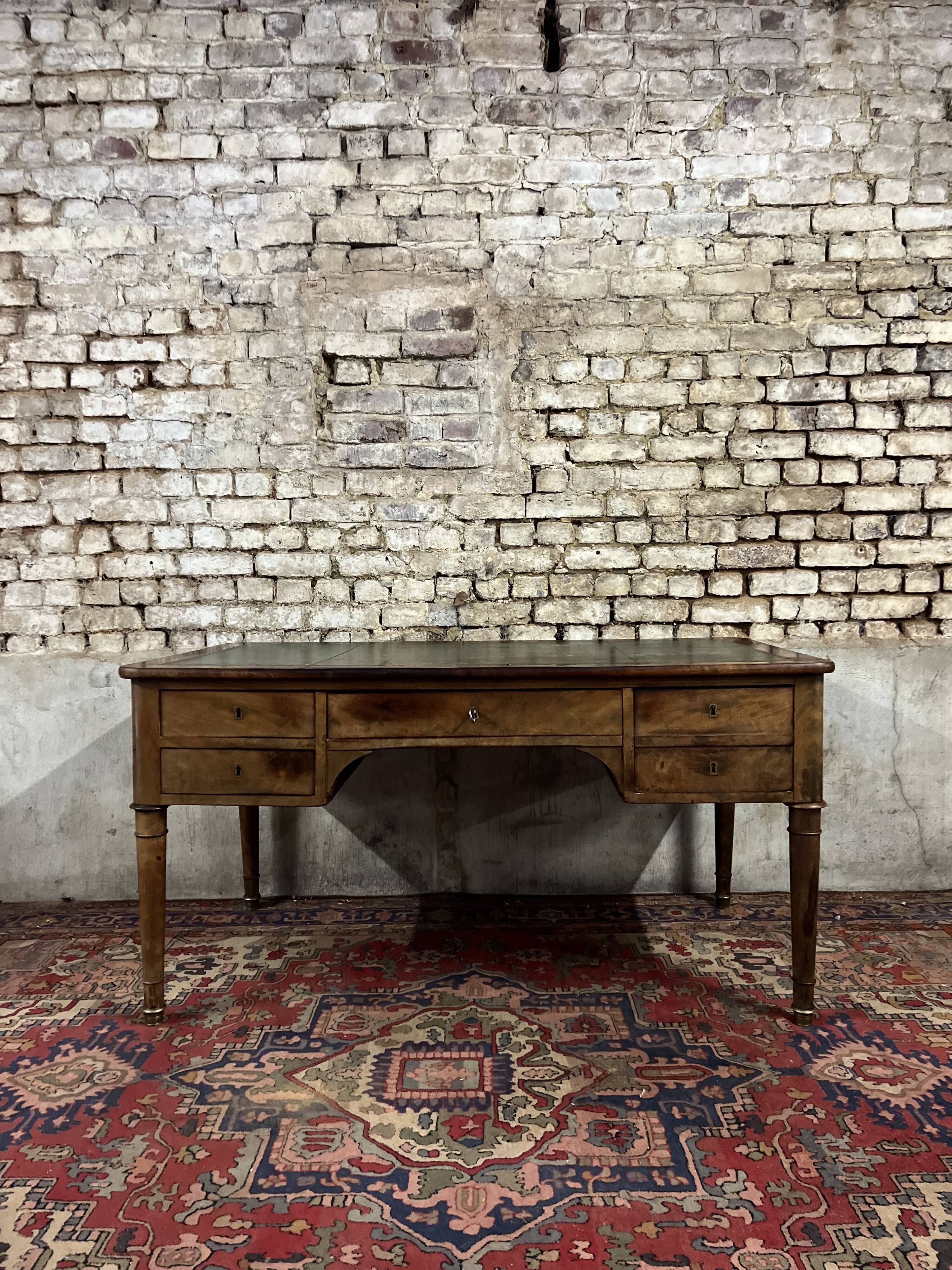 Flat mahogany desk Louis Philippe XIX century