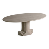 Table à manger ovale ‘Argo’ en travertin par Carlo Scarpa pour Simon Gavina, années 1970