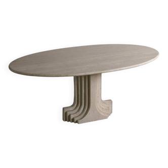 ‘Argo’ oval dining table in travertine by Carlo Scarpa for Simon Gavina, 1970s