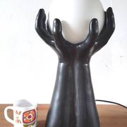 Large ceramic lamp pair of hands design 70s