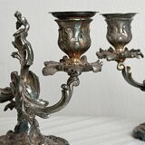 antique candlesticks set of 2 metal patina