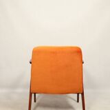 Scandinavian orange velvet armchair by Chierowski, 1962