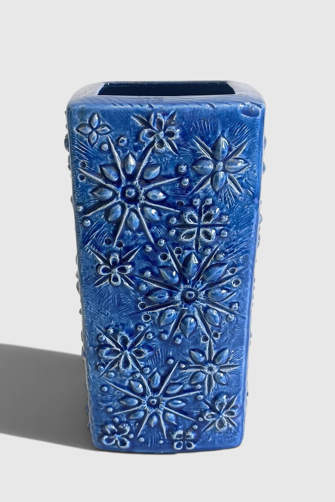 1960s Scheurich Kosmos Décor Sculptural Cobalt Blue Vase, West Germany