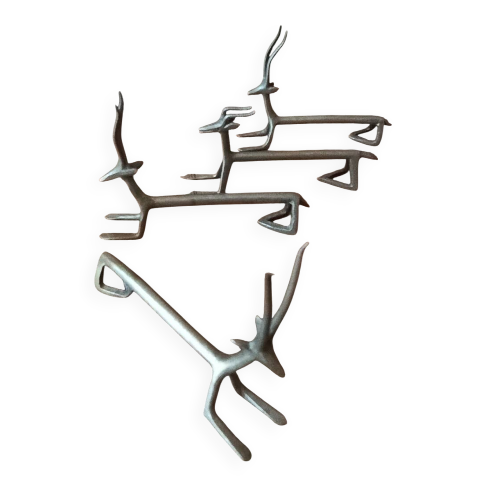 4 antique artisanal African zoomorphic knife holders from the 1970s.