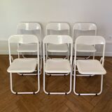 perforated metal folding chairs, vintage design from the 1970s