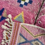 Boho chic Moroccan pink wool rug