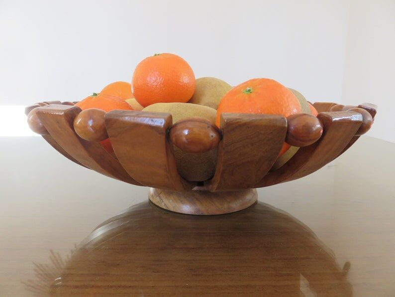 Teak fruit basket Scandinavian style 60s 70s