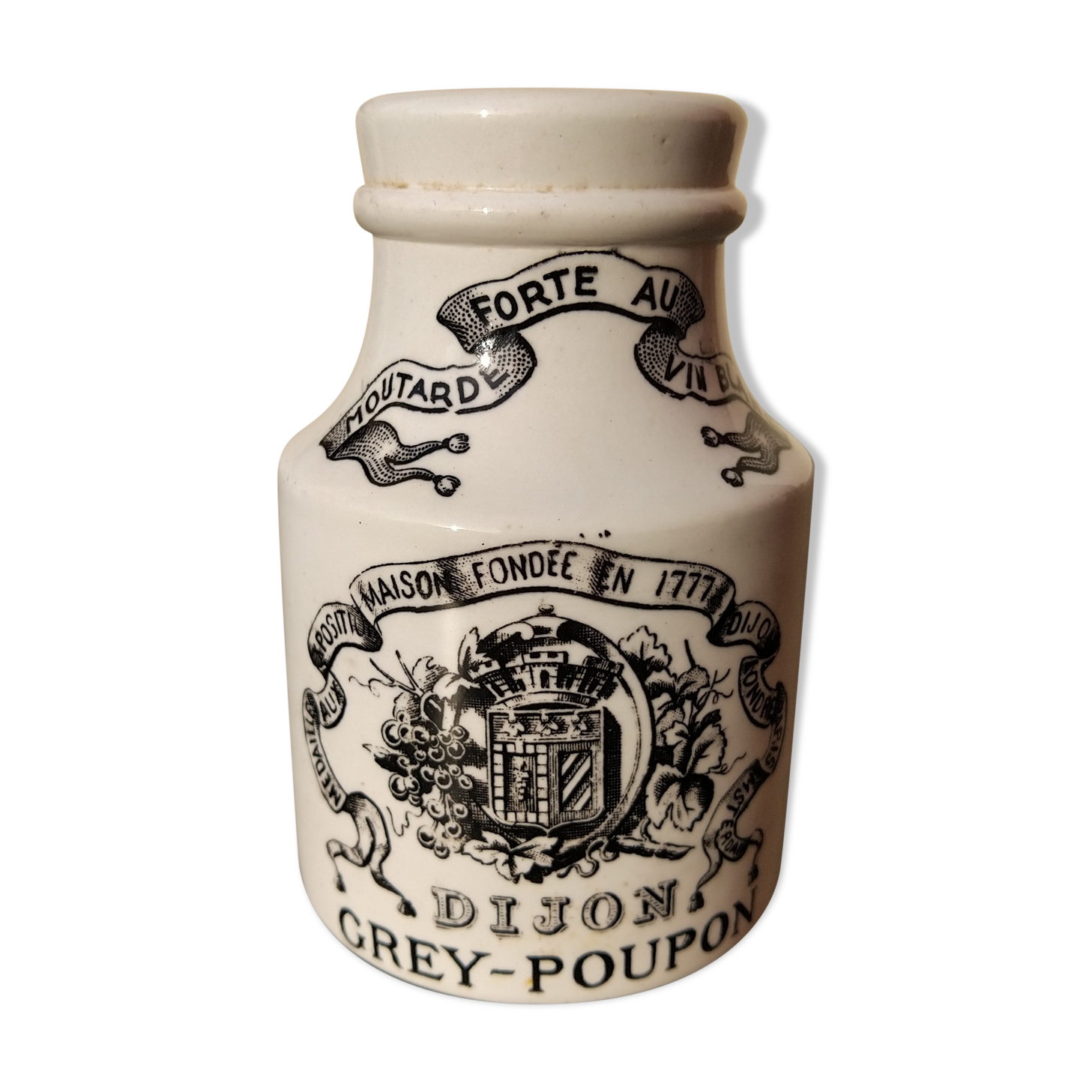 Pot à moutarde en faïence Dijon Grey-Poupon