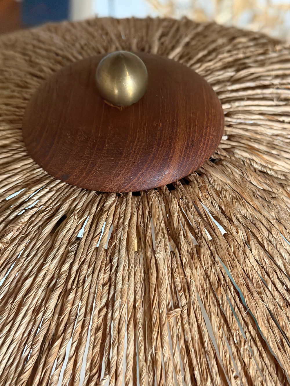 Scandinavian tripod reading lamp in teak and brass.