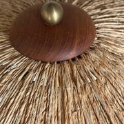 Scandinavian tripod reading lamp in teak and brass.