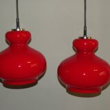 Red glass pendant lamp Peill & Putzler, Germany 1960-1970