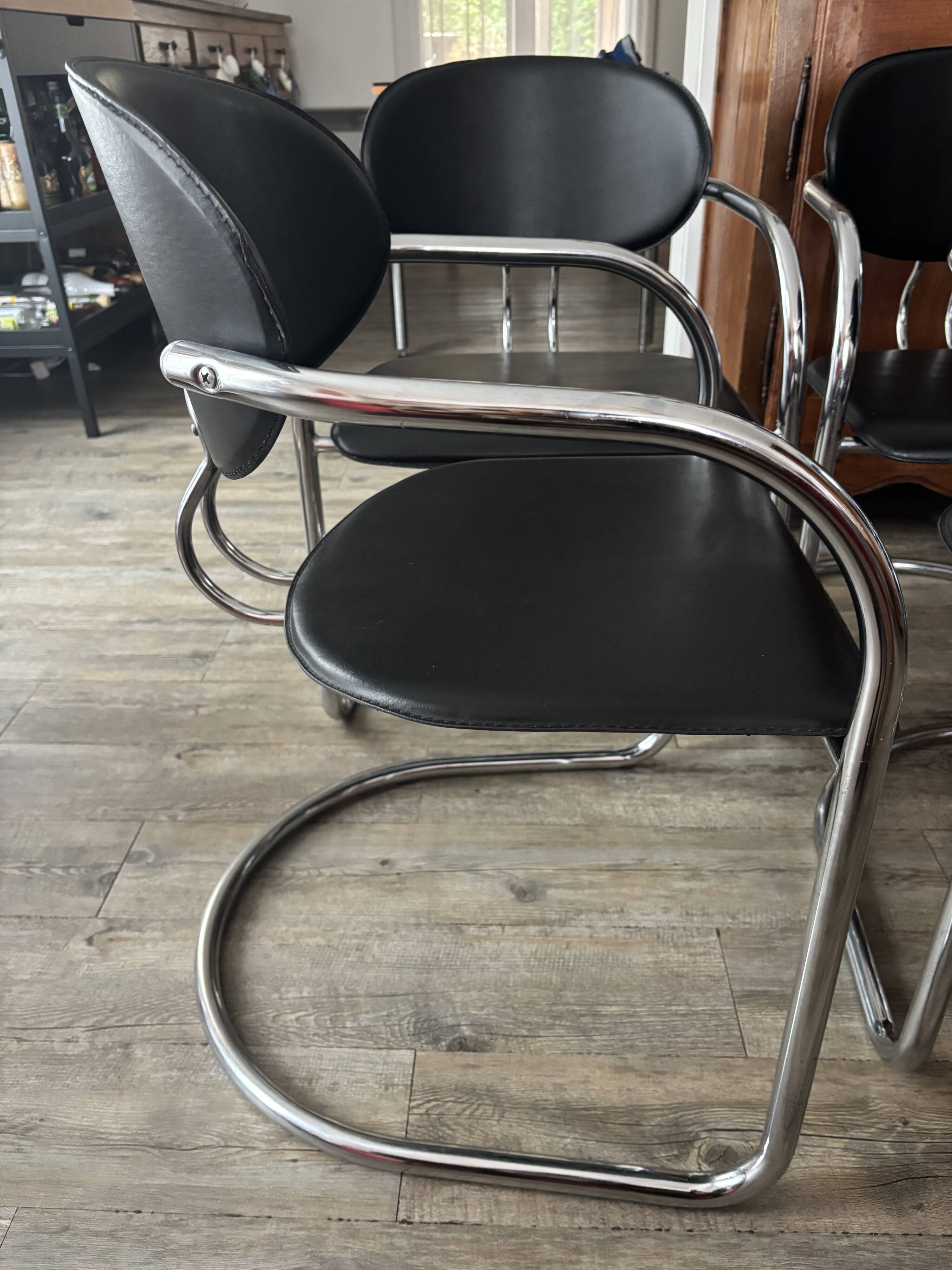 Chaises style Bauhaus chromées par Effezeta