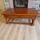 Solid wood coffee table with 2 through drawers