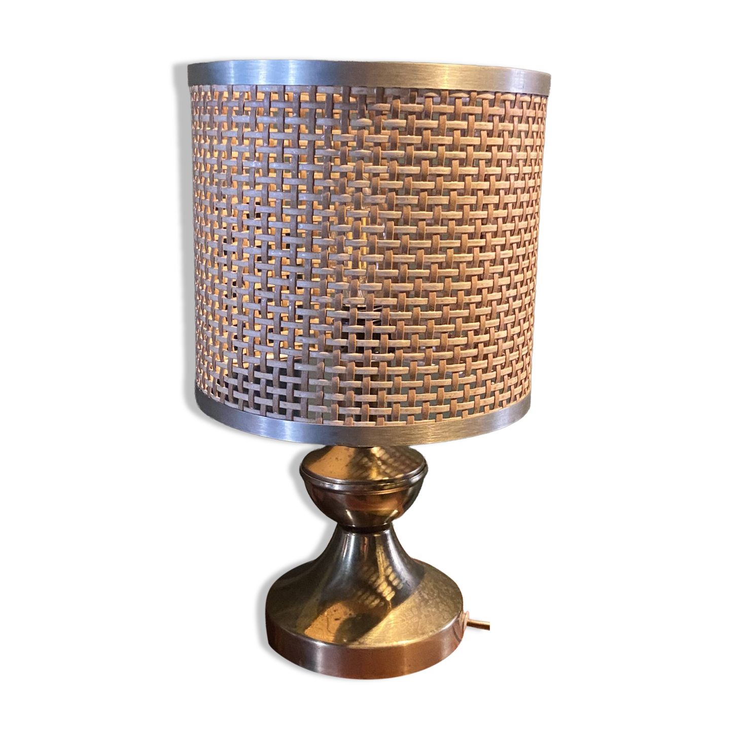 Lampe Mid Century en cannage