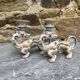 Pair of dragon candlesticks in Desvres earthenware, Rouen