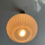 Louis Kalff pendant light in opaline and teak from the 1960s