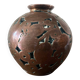 Vase boule en verre à motifs arabesques métalliques