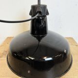 Industrial Black Enamel Factory Lamp with Cast Iron Top, 1950s