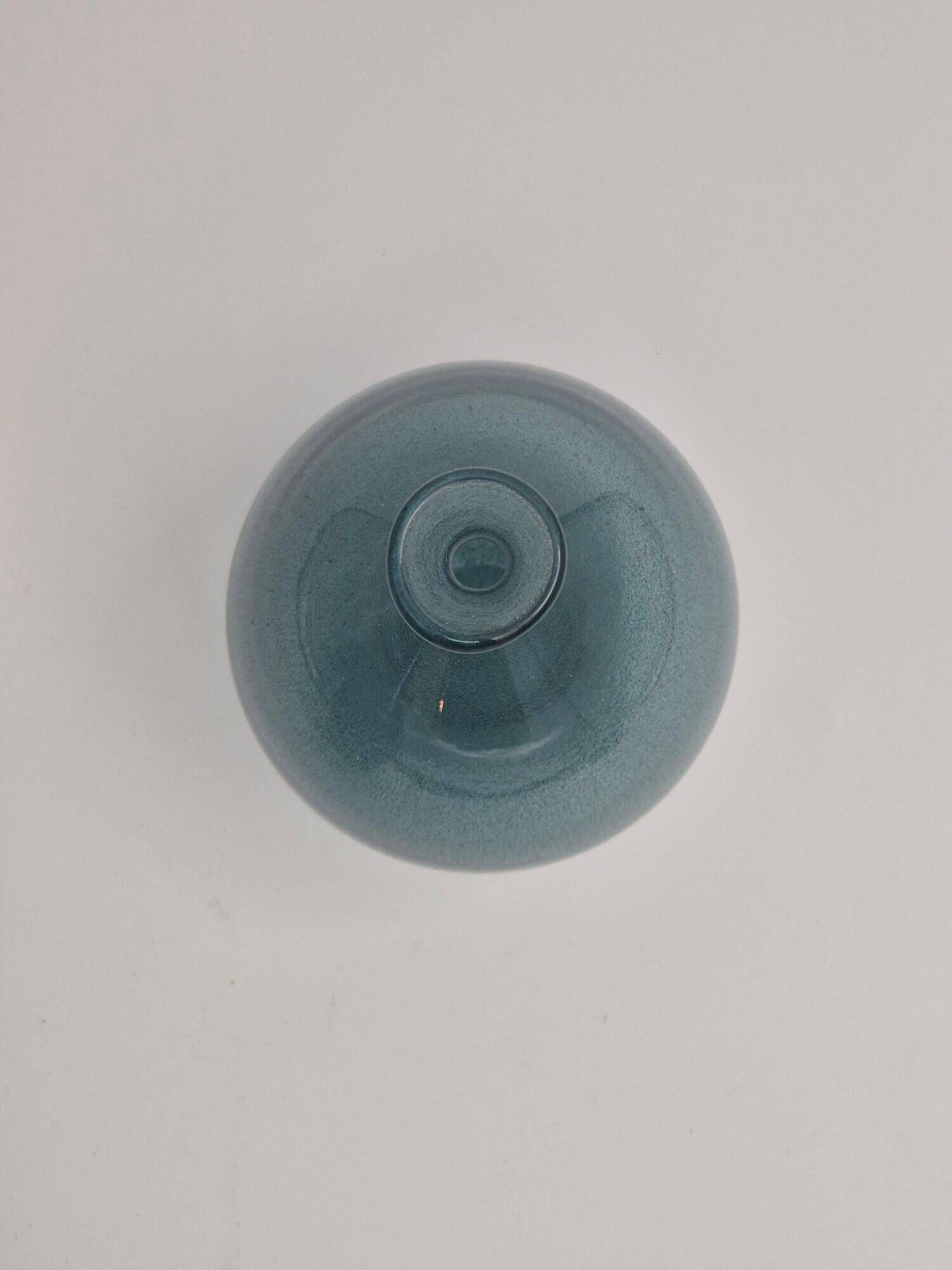 Erik Höglund, balloon-shaped blue glass vase for Boda, Sweden, mid-20th century.