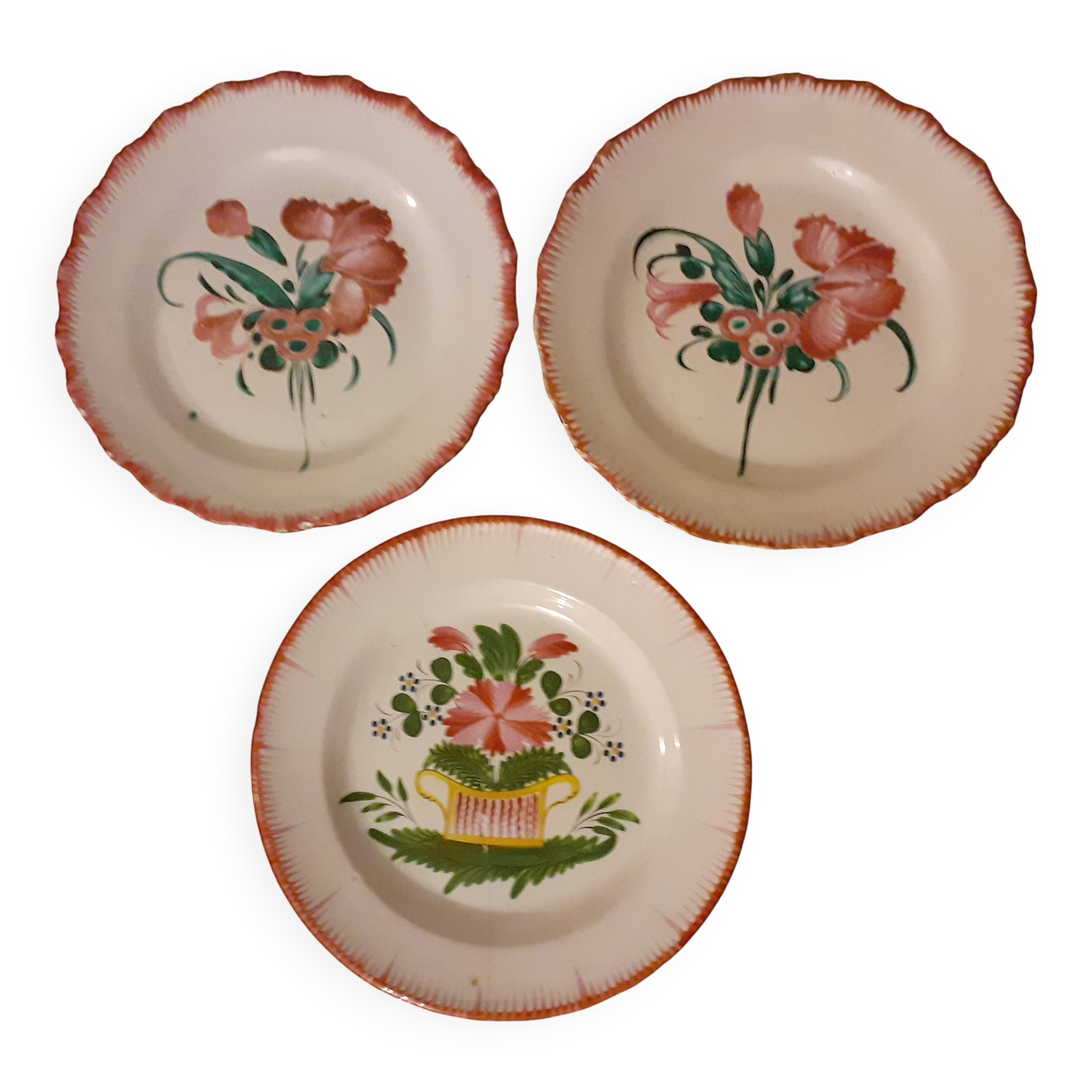 Set of 3 old plates / Eastern earthenware