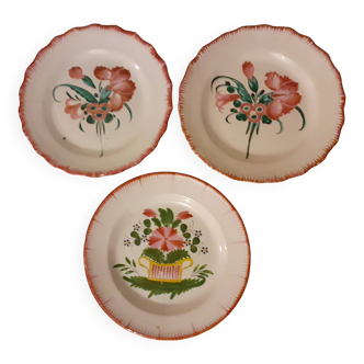 3 assiettes anciennes, faïences de l'est