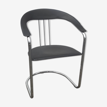 Chrome metal chair and Bauhaus style leather – 70s/80s