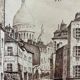 Tableau Lavis encre Paris Montmartre (rue Chevalier de la Barre) signé J. G