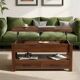 Vintage Lift-Top Coffee Table with Drawers, Hidden Storage & Laptop Stand, Convertible Coffee Table