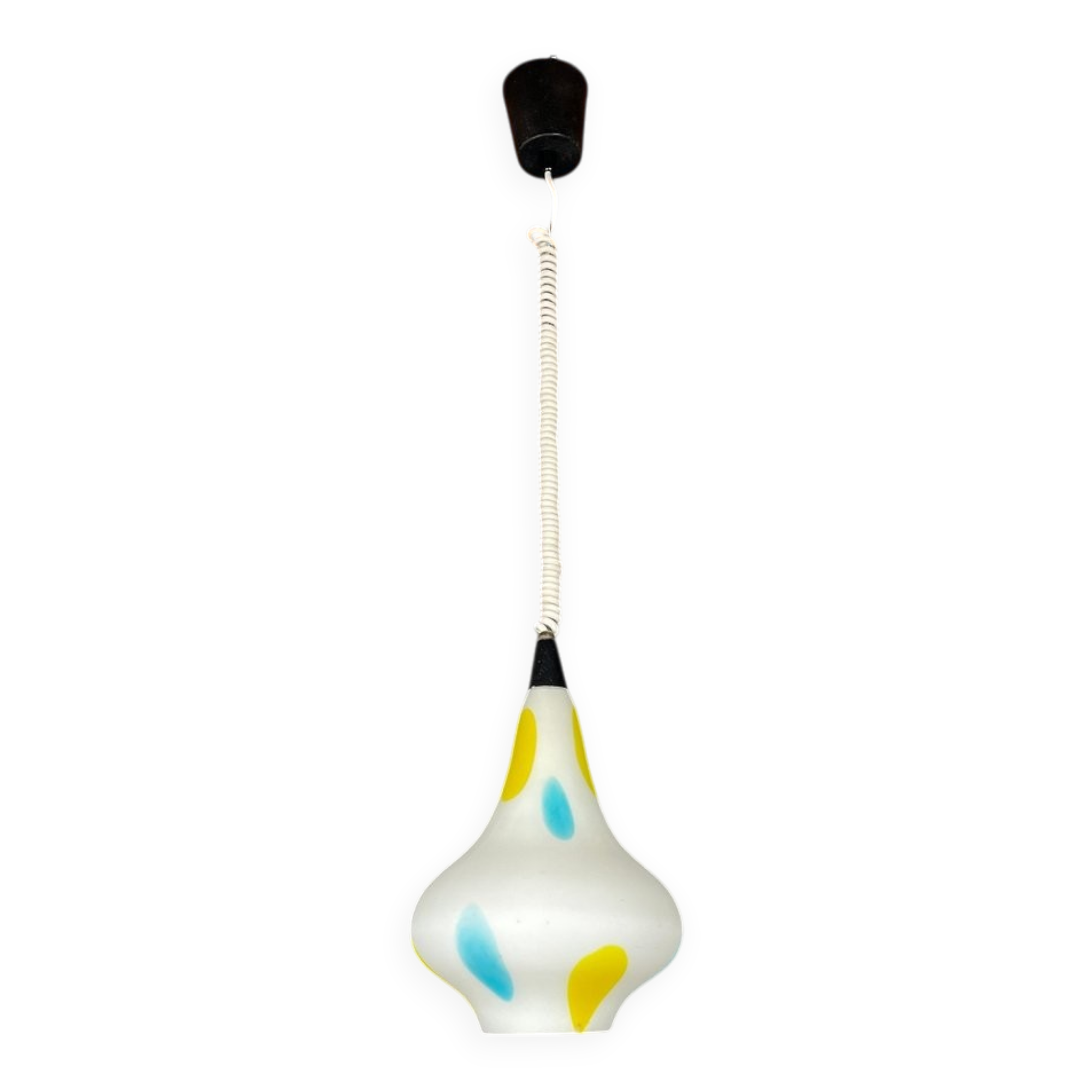 Mid-Century Multicoloured Opaline Glass Pendant Lamp by Stilnovo, Italy, 1950s