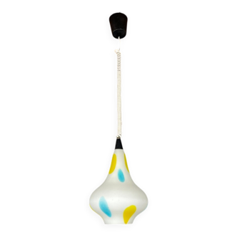 Mid-Century Multicoloured Opaline Glass Pendant Lamp by Stilnovo, Italy, 1950s