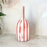 Striped pink artisanal bottle vase
