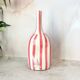 Vase artisanal bouteille rayé rose