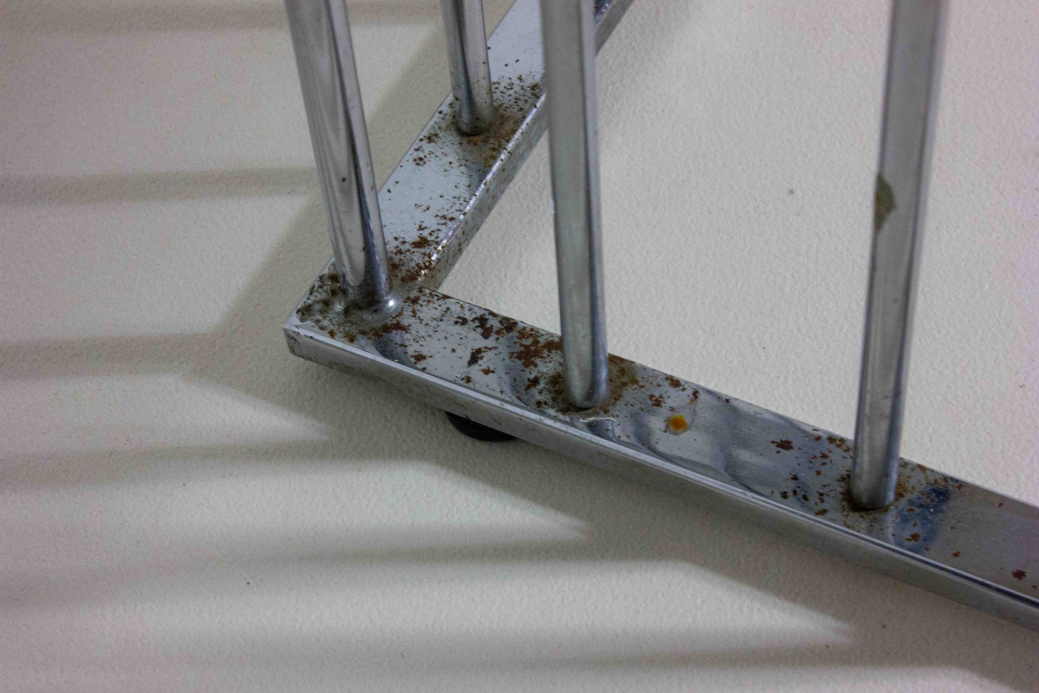 Set of four Italian modernist chrome chairs with royal blue velvet, 1970s