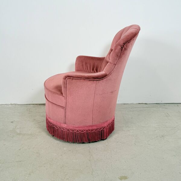 Fauteuil cocktail boudoir en velours rose