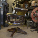 Rotating office chair in mahogany and upholstered leather, from the 1960s