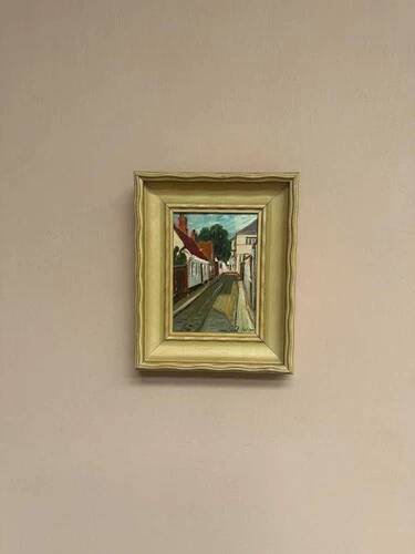 Mid-Century Oil on Panel “Street View” by J. Ioliv, Vintage & Framed 25×31cm