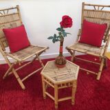 Hexagonal coffee table in bamboo and rattan