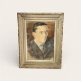 Portrait of a man in pastel under glass, signed, early 20th century.