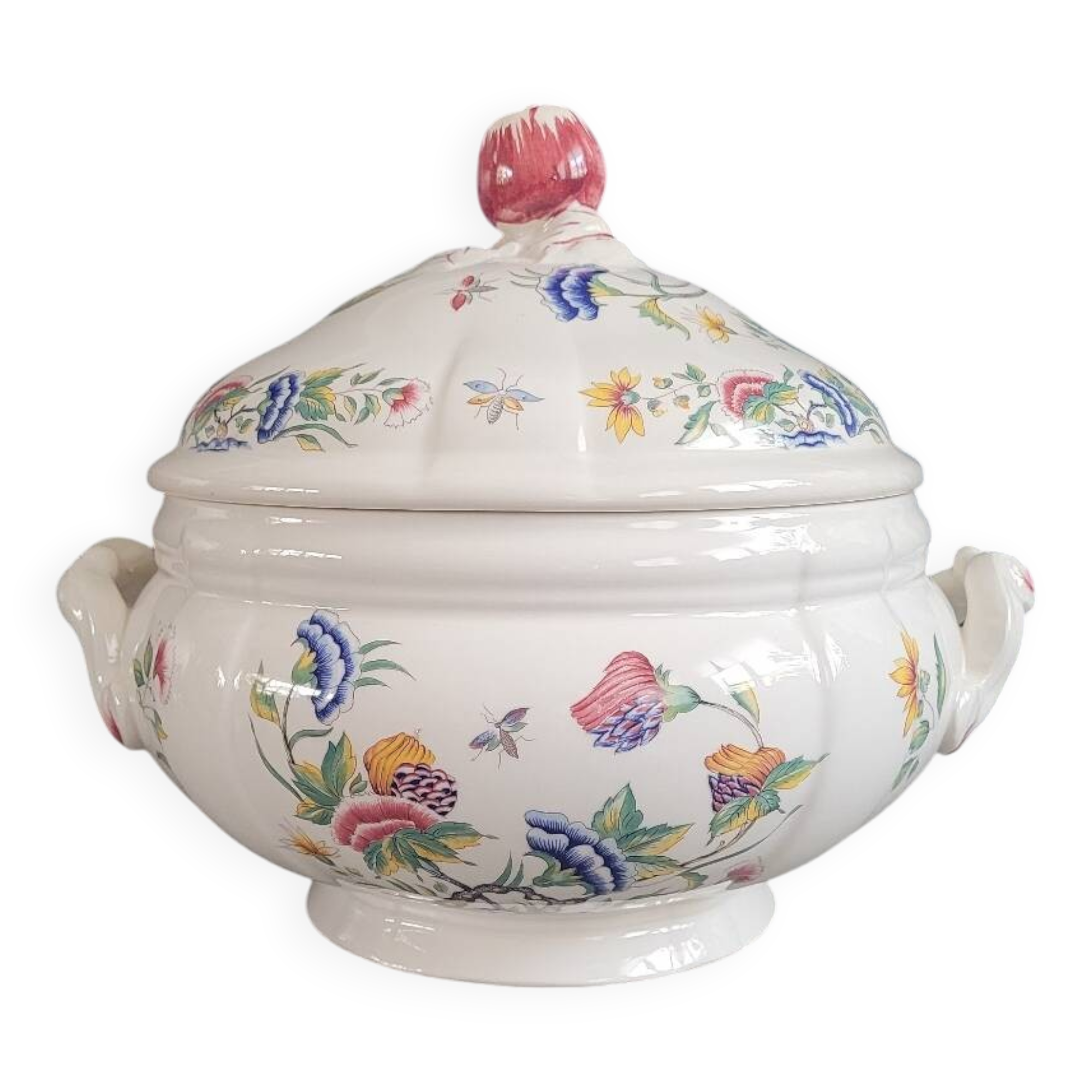 Sarreguemines glazed earthenware soup tureen, Rouen model - dishwasher safe