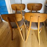 4 Bistro Chairs, Medium Varnished Oak (Baumann), Compass Legs