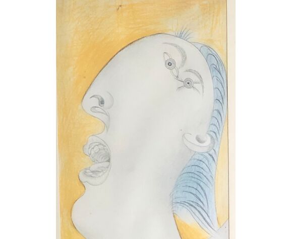 Reproduction "tête de femme" dessin préparatoire Guernica, Picasso